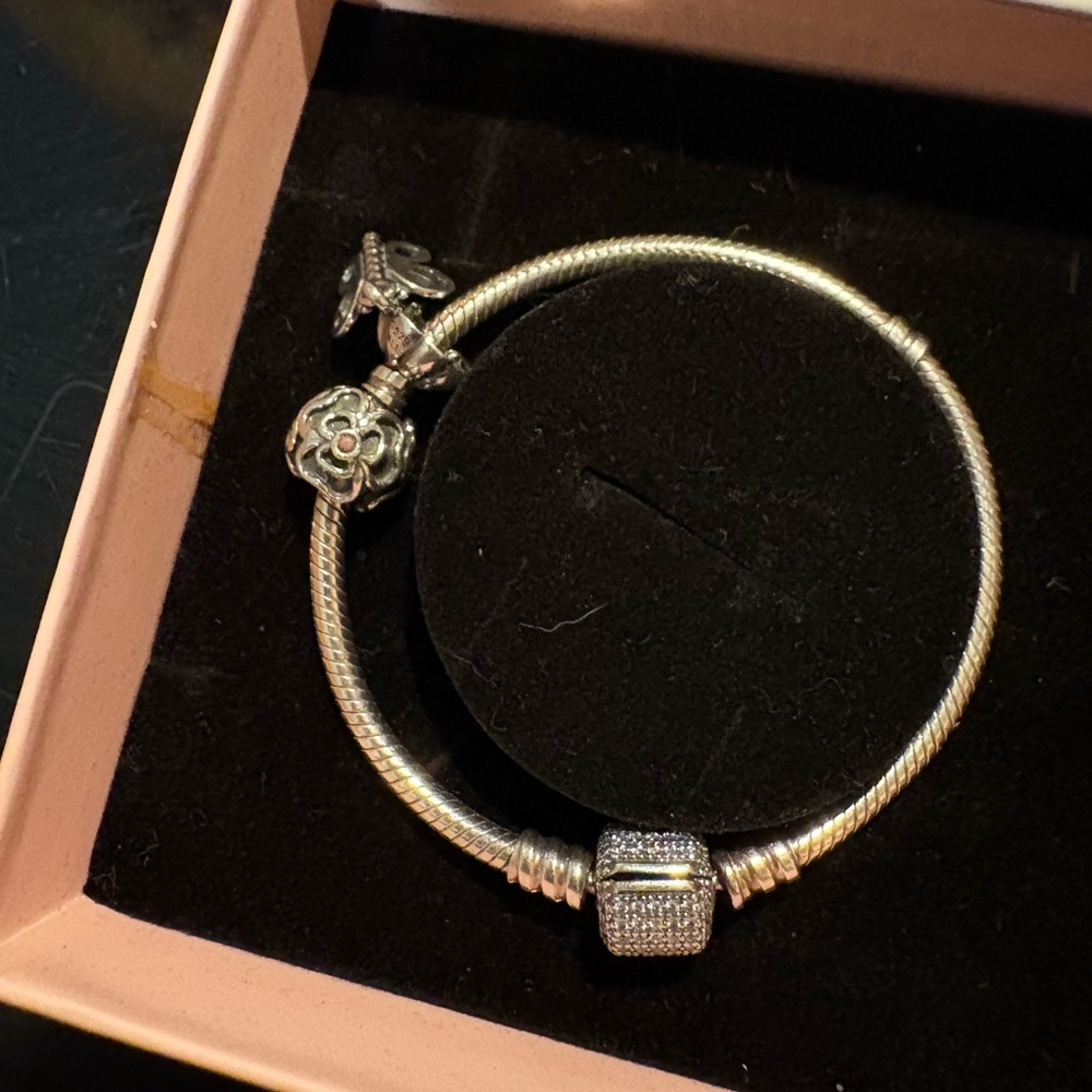 Authentic Pandora Bracelet FRIENDS FOREVER Silver 925 Butterfly Charms 6.4 inch